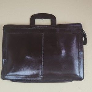 Vintage HIT Briefcase retractable with extra 4‎ pockets genuine leather brown